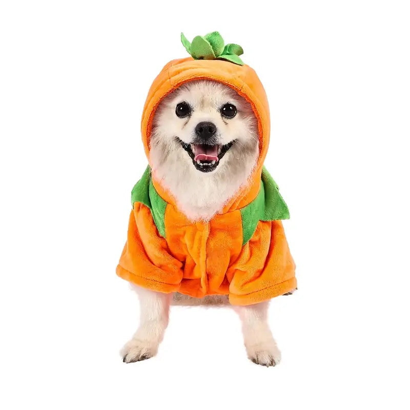 Dog Hoodie, Cute Funny Halloween Pumpkin Cosplay Costume | Warm Fleece Puppy Clothes