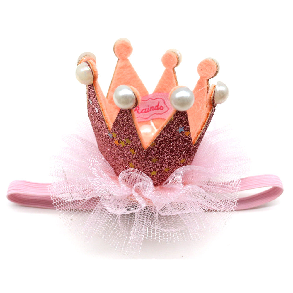 Princess-Style Mesh Crown Hat for Pets, Birthday Party Headwear for Dogs & Cats