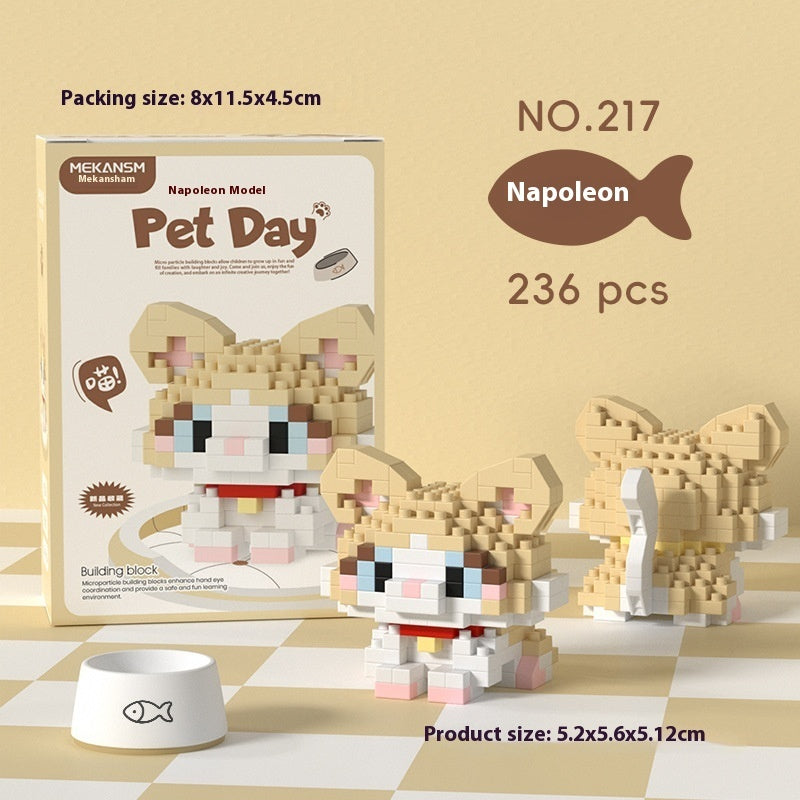 Cute Pet Cat and Dog Assembled Ornaments, DIY Particle Model Collectibles