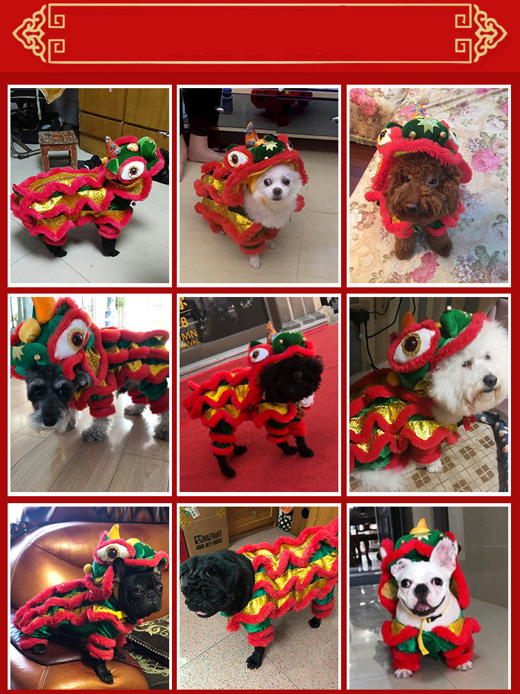 Cat Dance Lion Pet Funny Costume, Dog & Cat Four-Legged Outfit for Festivals & Fun Dress-Up