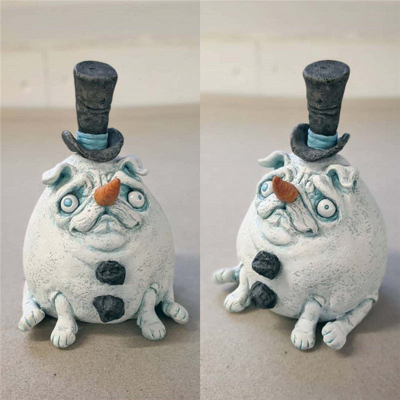 Pumpkin Dog Doll Ornament, Christmas Resin Animal Craft for Home Decoration