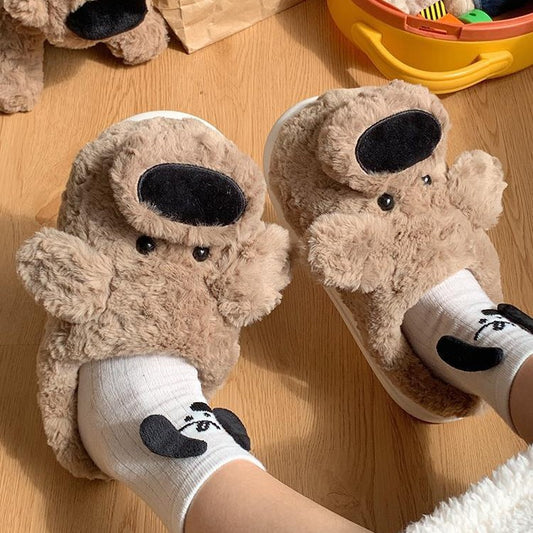 Cute Warm Nose Dog Shoes, Room Non-Slip Cotton Slippers