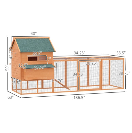 Large Metal Chicken Coop – Elevated Hen House with Run, Nesting Boxes & Weather-Resistant Roof