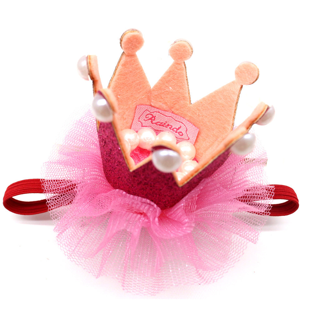 Princess-Style Mesh Crown Hat for Pets, Birthday Party Headwear for Dogs & Cats