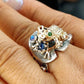 Natural Charm: Green Zircon Toad/Frog Animal Alloy Ring (Multiple Sizes).