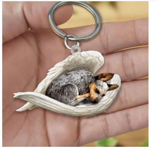 Creative Fashion Cute Dog-Shaped Acrylic Keychain, Single-Sided Print