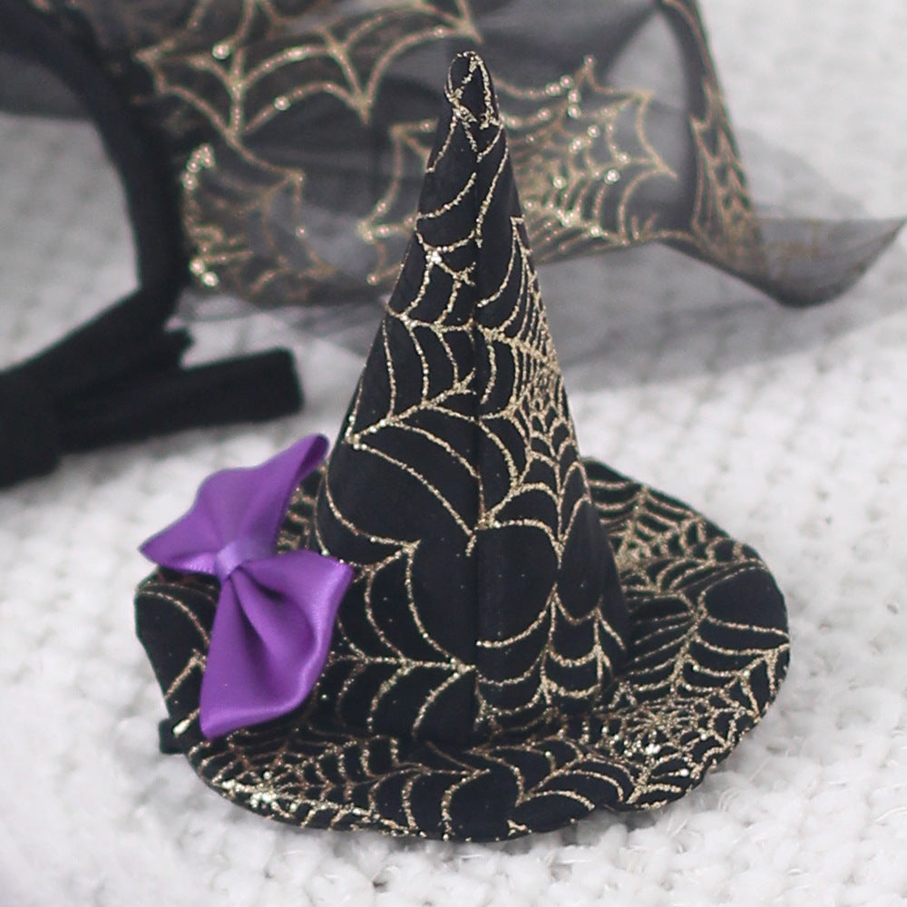 Halloween Pet Spider Hat & Shawl Set, Mesh Skull-Pattern Costume for Dogs & Cats