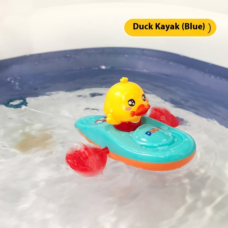 Baby Yellow Duck Water Play Toy – Wind-Up Kayaking Duck with Pull-Wire Action