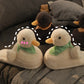 Cozy Charm: Scarf Duck Cute Cartoon Cotton Slippers for Women (Artificial Wool Lined).