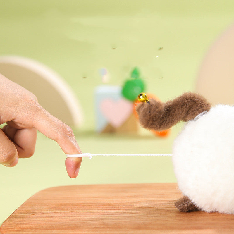 Wagging Wonders: Plush Drawstring Toys (Tail-Shaking Cat & Little Bunny).