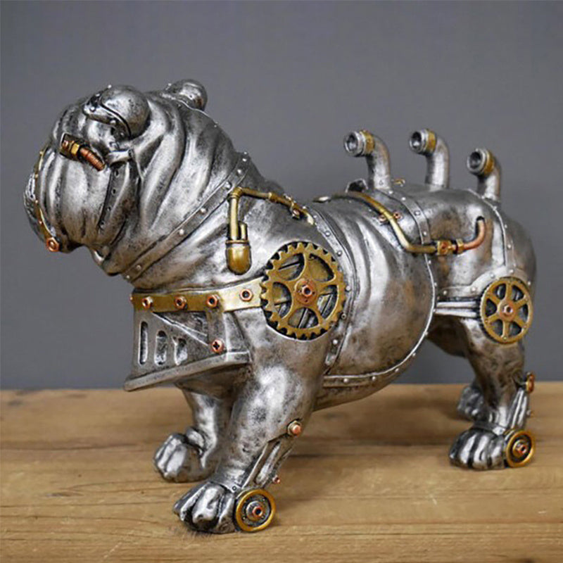 Mechanical Punk Dog Resin Ornament, Hand-Painted Modern Decorative Craft