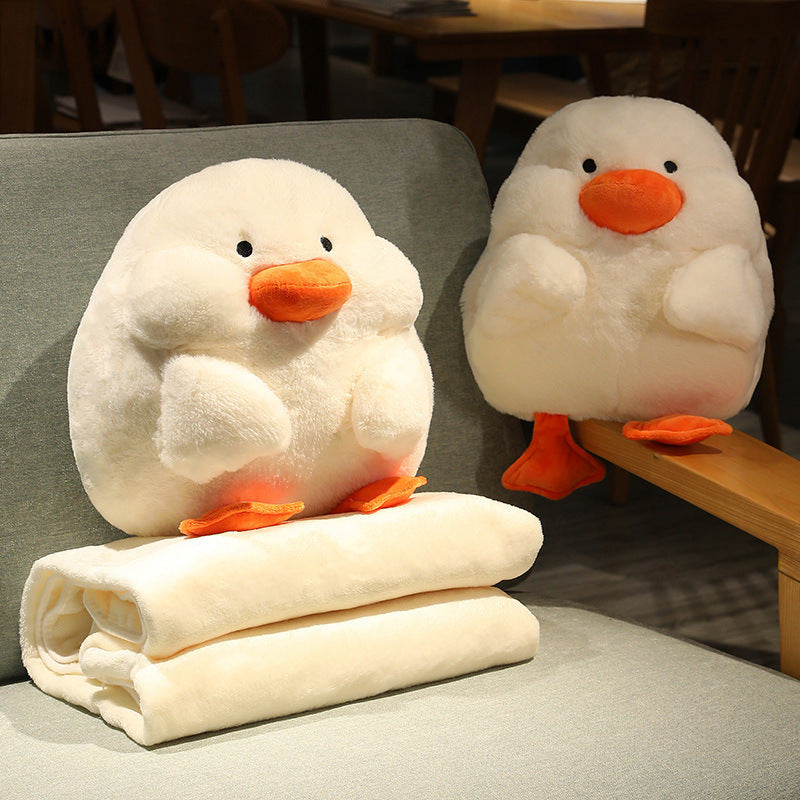 Fashion Duck Hand-Warming Plush Doll – Soft Cozy Duck Pillow with Blanket Option