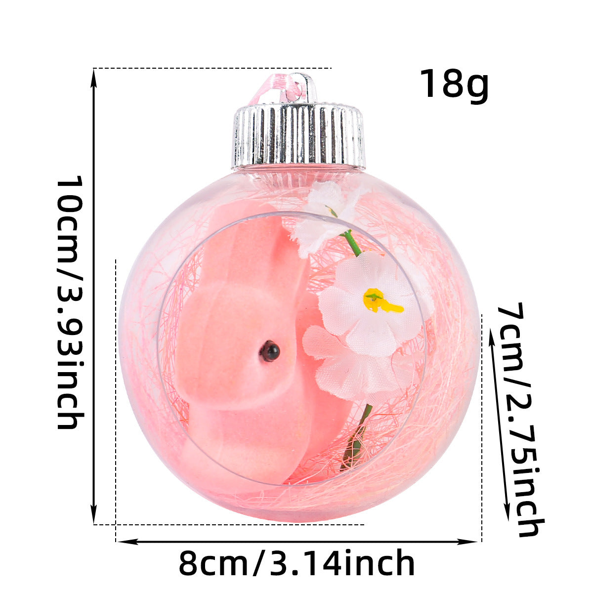 Easter Acrylic Ball Ornament, Transparent Hanging Bunny Decoration