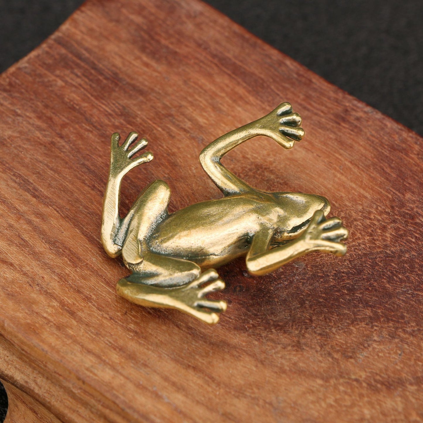 Timeless Accent: Handmade Vintage Frog Ancient Brass Ornament.