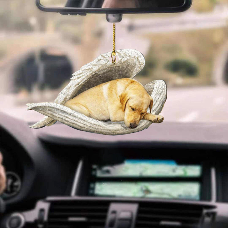 Sleeping Angel Dog Car Pendant, Cute Acrylic Hanging Ornament for Cars, Doors & Home Décor