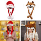 LED Christmas Bunny Hat, Moving Ear Plush Airbag Cap with Lights