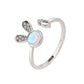Bunny Radish Ring, Cute Moonstone Silver Ring for Women (Adjustable)