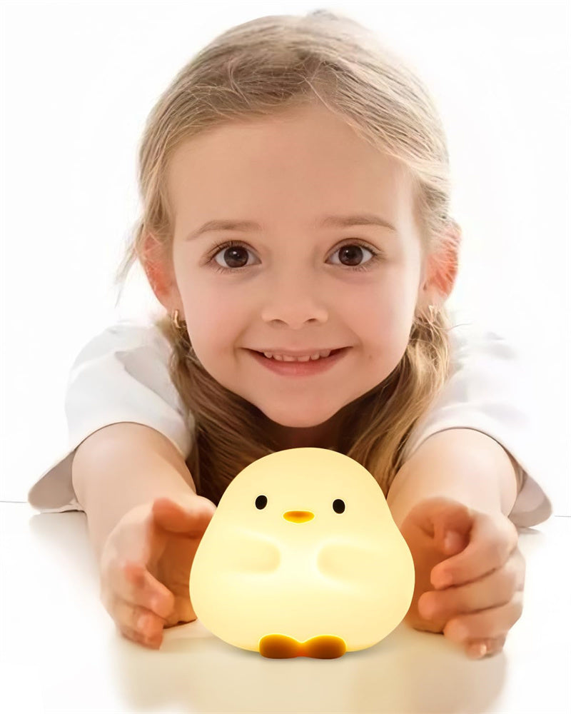 Cute Duck LED Night Lamp – Silicone USB Rechargeable Touch Sensor Light with Timer