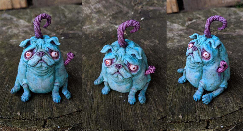 Pumpkin Dog Doll Ornament, Christmas Resin Animal Craft for Home Decoration