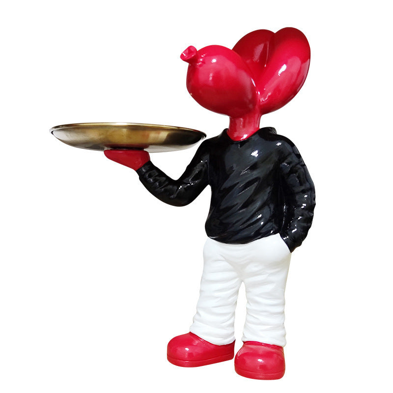 Dog Tray Modern Minimalist Resin Ornament, Light Luxury Animal Decor Sculpture