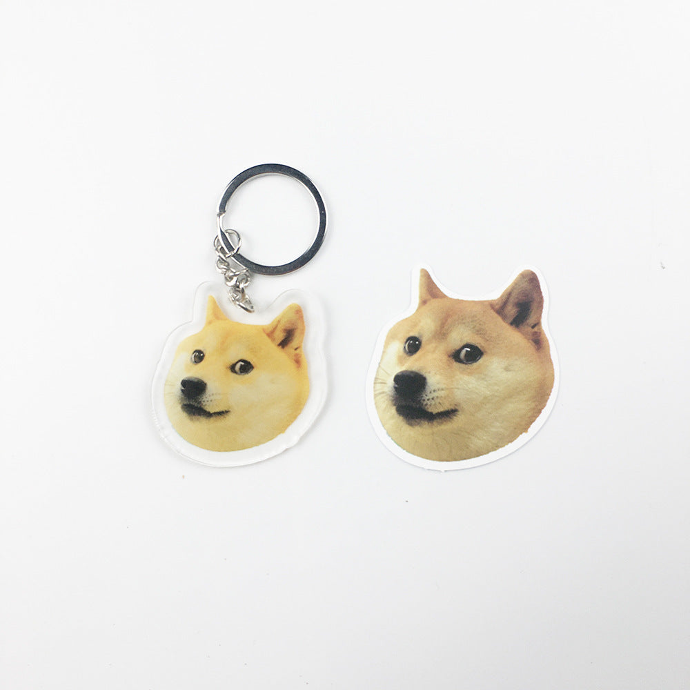 Cartoon Crying Dog Acrylic Keychain, Transparent Zodiac Series Pendant