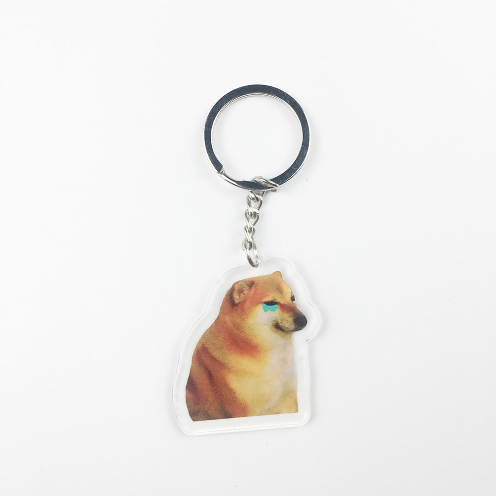 Cartoon Crying Dog Acrylic Keychain, Transparent Zodiac Series Pendant