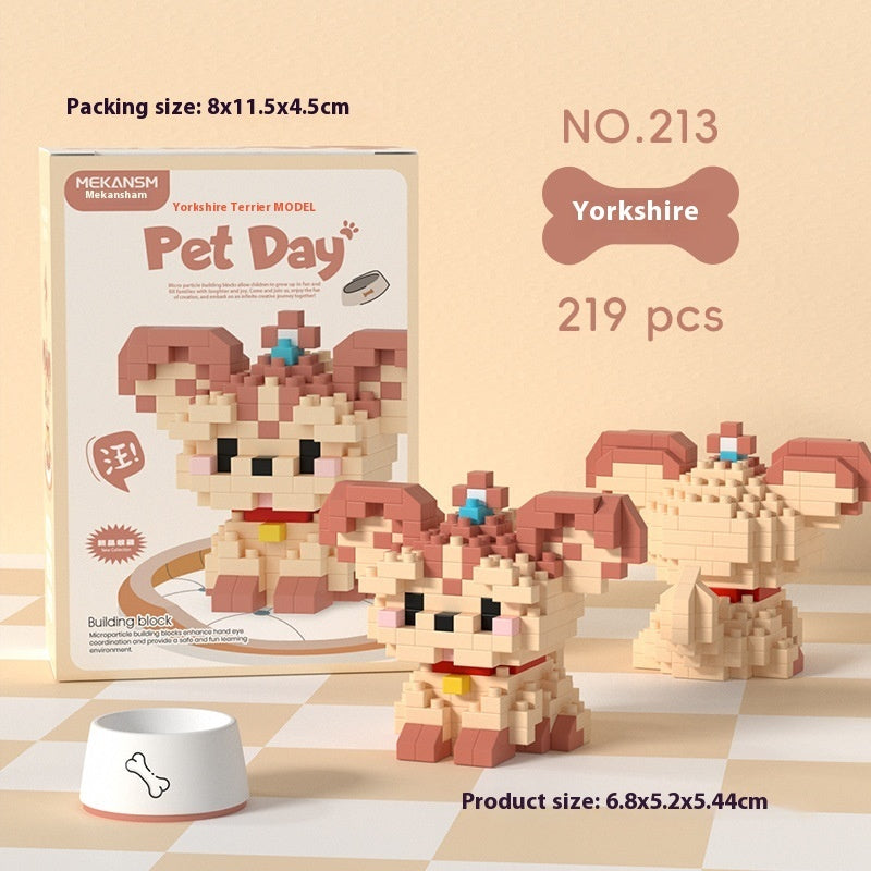 Cute Pet Cat and Dog Assembled Ornaments, DIY Particle Model Collectibles