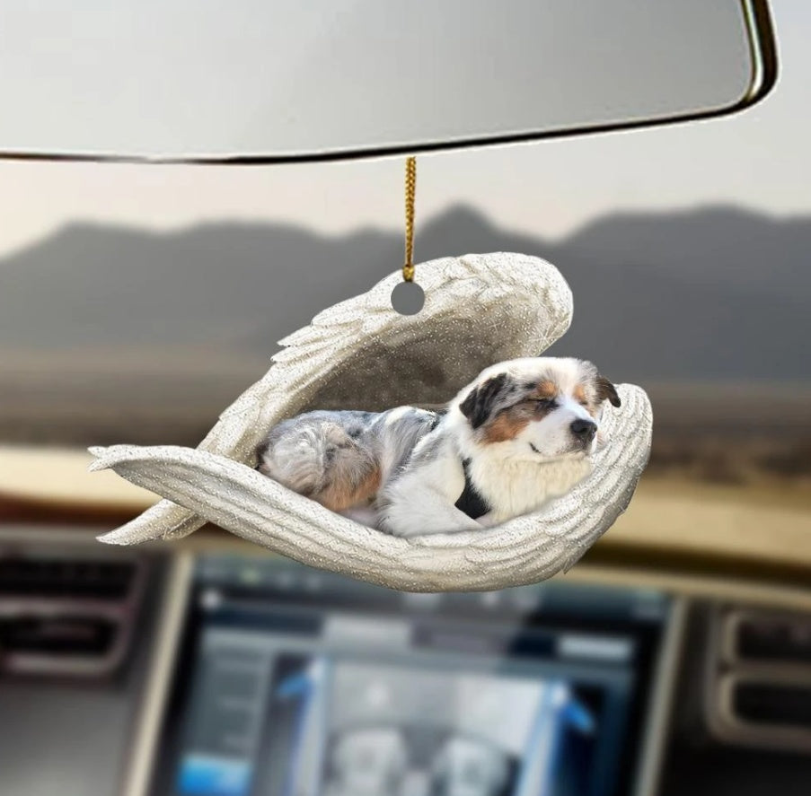 Sleeping Dog Angel Car Pendant, Cute Acrylic Hanging Ornament for Cars, Doors & Home Decor