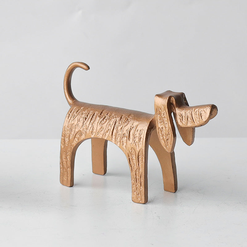 Sausage Dog Table Ornament, Abstract Cartoon Alloy Decorative Sculpture