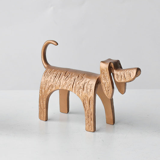 Sausage Dog Table Ornament, Abstract Cartoon Alloy Decorative Sculpture