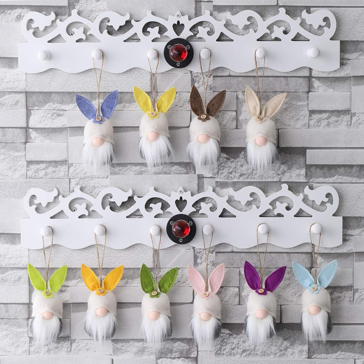 Easter Bunny Wool Ornaments, Colorful Hanging Spring Pendant