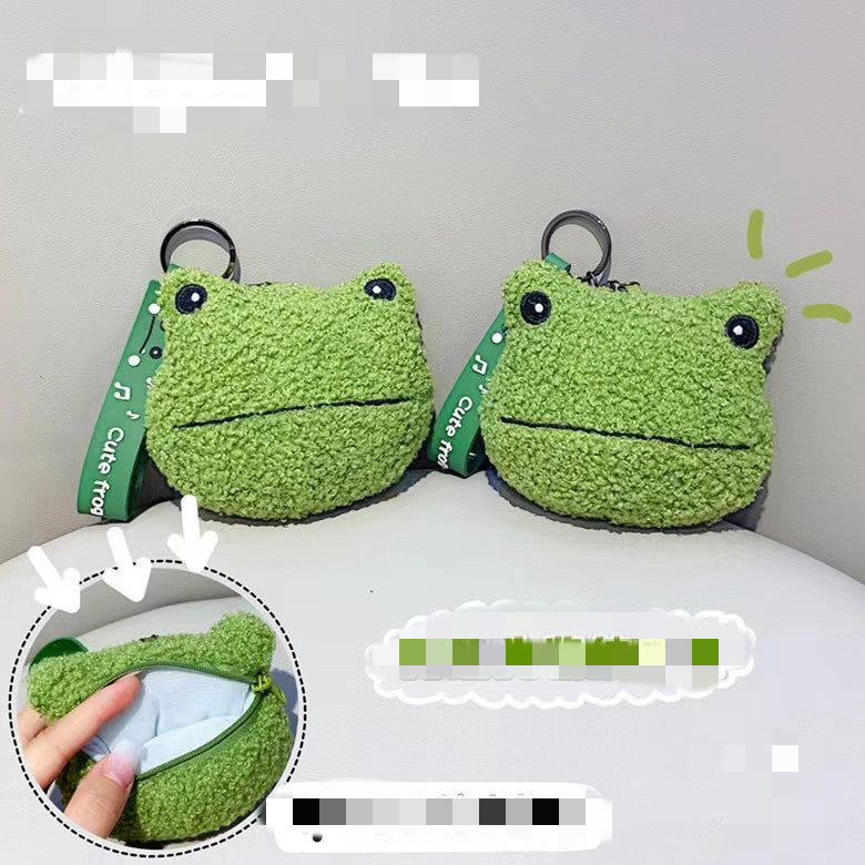 Ultra-Soft Green Frog Plush Keychain Pendant or Mini Wallet.