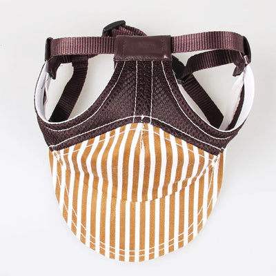 Striped Sun Hat for Dogs, Adjustable Pet Headdress for Small, Medium & Large Breeds