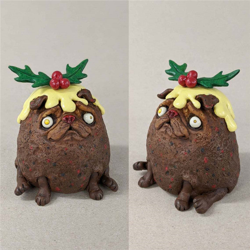 Pumpkin Dog Doll Ornament, Christmas Resin Animal Craft for Home Decoration