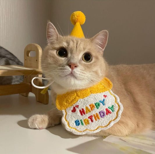 Hand-Knitted Pet Bib & Hat Set, Cute Fashion Accessory for Dogs & Cats