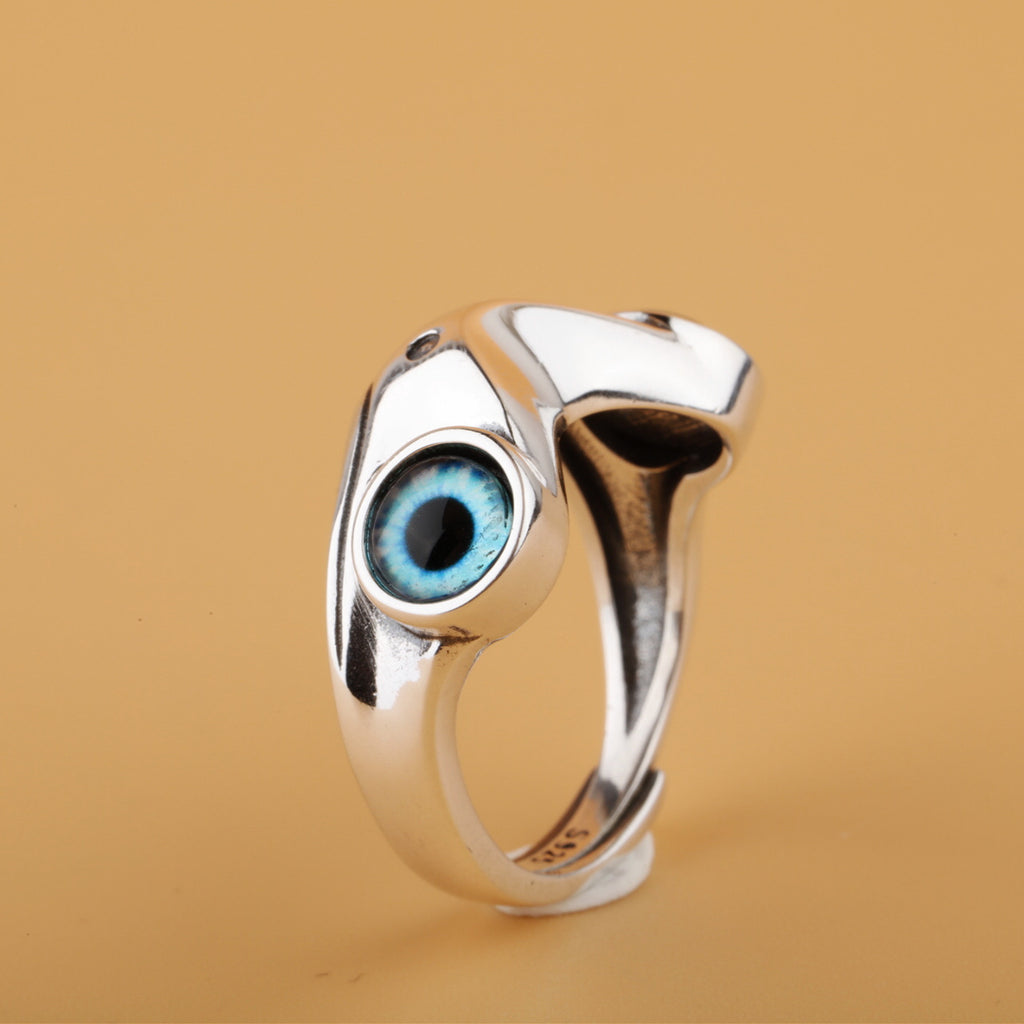 Vintage Whimsy: $\mathbf{925}$ Sterling Silver Cute Live Mouth Frog Adjustable Ring.