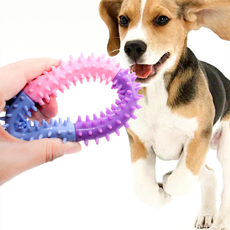 TPR Three-Color Piercing Ring Dog Toy, Durable Molar Chew Toy for Pets