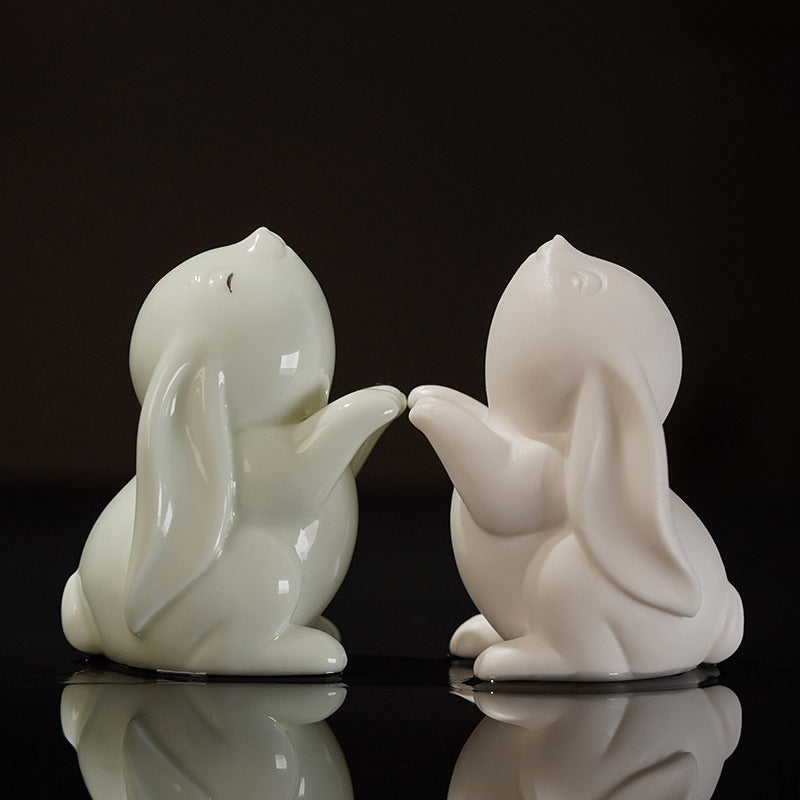 Mascot Creative Ceramic Bunny Ornaments, Lucky & Moon Rabbit Figurines