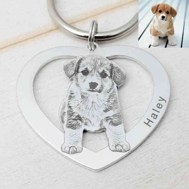 Custom Pet Photo Keychain Necklace, Personalized Dog & Cat Picture Keepsake
