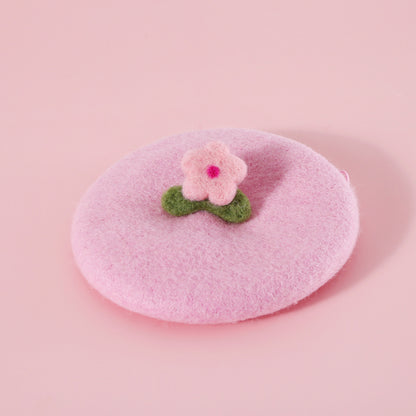 Wool Felt Flower Hat for Pets, Cute INS-Style Floral Cap for Cats & Dogs