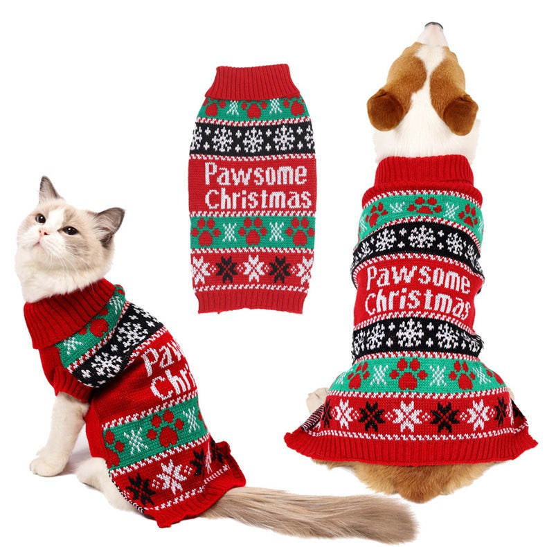 Warm Dog Clothes for Small Dogs, Winter Pet Sweater Coat | Chihuahua & Cat Cartoon Knit Outfit