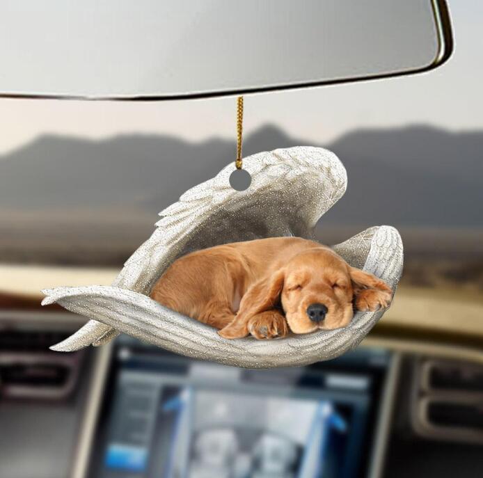 Sleeping Dog Angel Car Pendant, Acrylic Hanging Ornament for Cars, Doors & Home Decor