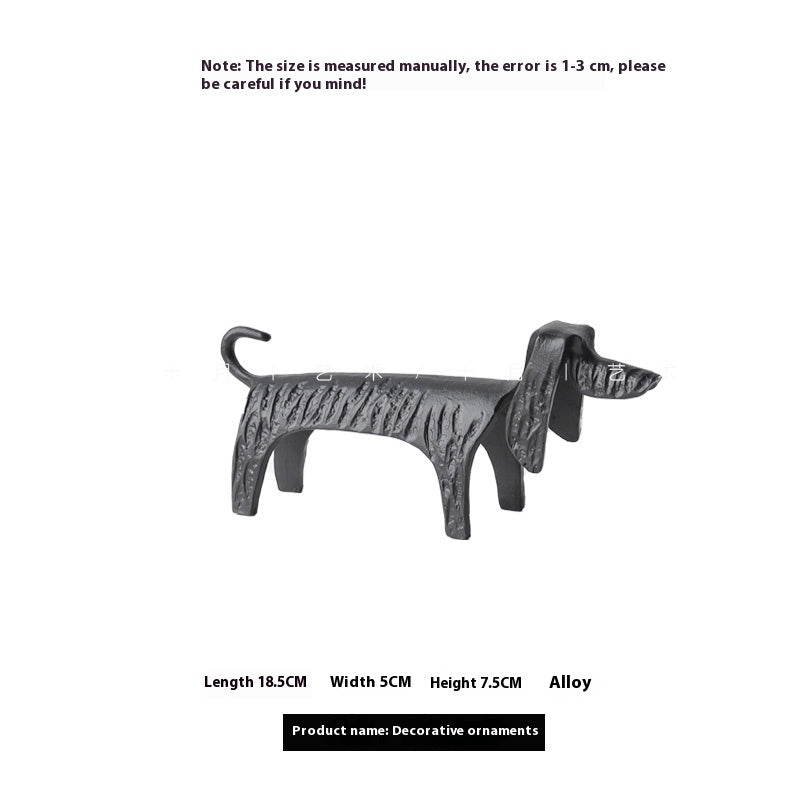 Sausage Dog Table Ornament, Abstract Cartoon Alloy Decorative Sculpture