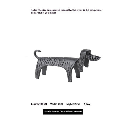 Sausage Dog Table Ornament, Abstract Cartoon Alloy Decorative Sculpture