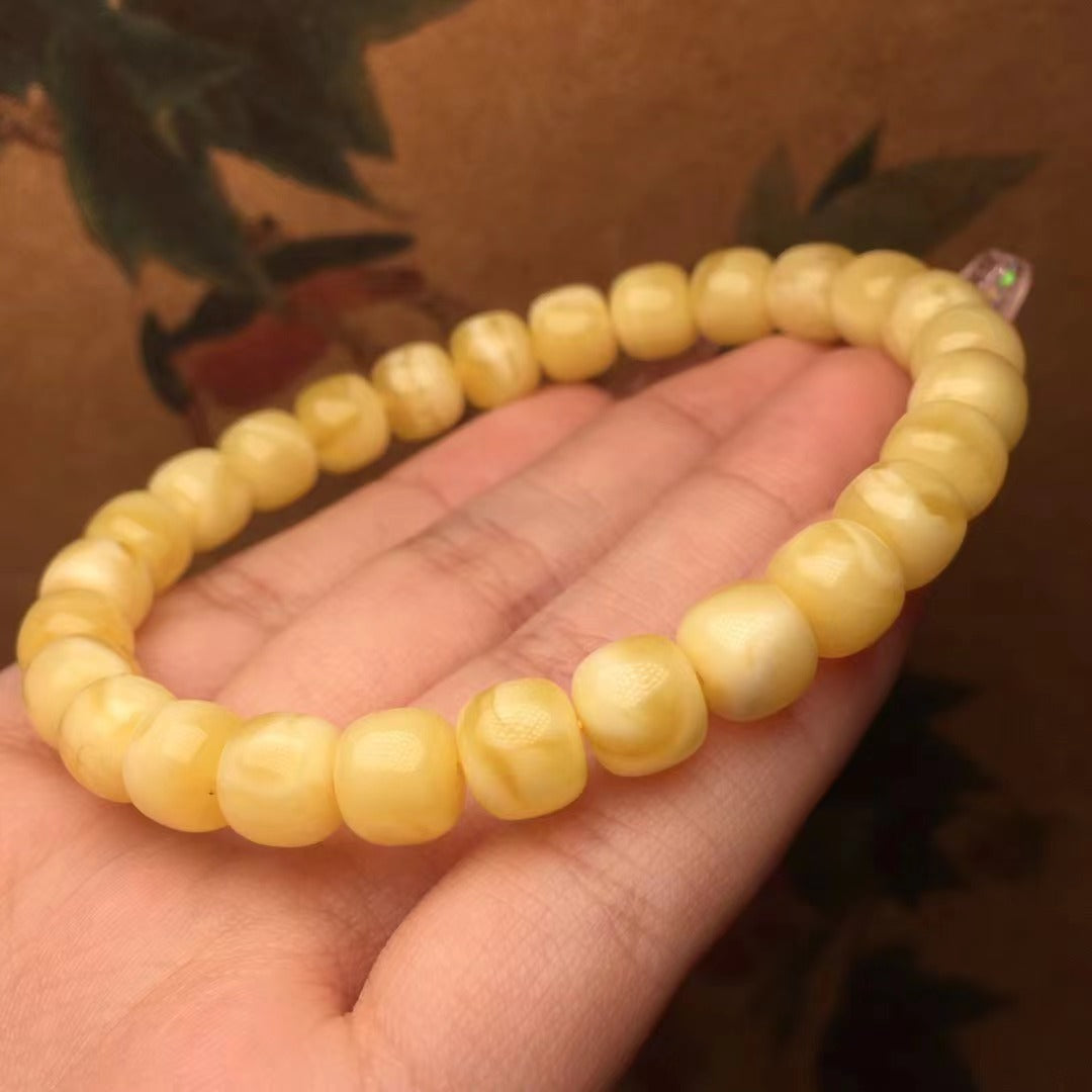 Natural Beeswax Old Yellow Chicken Grease Wax Bracelet – Rich & Full Single Circle Ornament