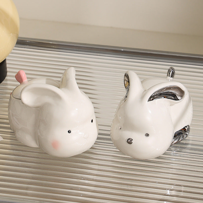 Cute Bunny Ceramic Ashtray, Creative High-Aesthetic Decorative Ornament