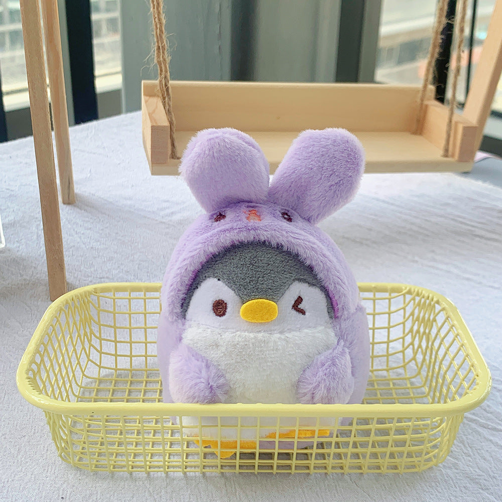 New Cute Penguin-to-Bunny Plush Pendant, 12cm Keychain & Handbag Charm for Teens
