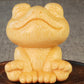 Smiling Frog Solid Bamboo Carving Ornament – Cute Cartoon Wooden Craft Décor