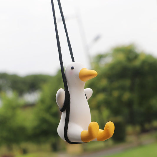 Scented Swing: Cute Cartoon Duck Car Diffuser Pendant Auto Rearview Mirror Ornament.