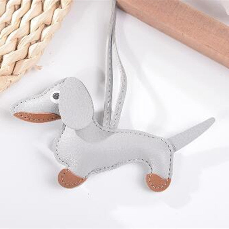 Sausage Dog Style Carrying Strap Bag Ornament, Fashion Commuting Leather Charm